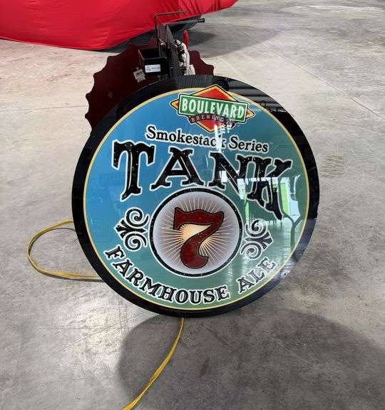 22" BOULEVARD BREWING "SMOKESTACK SERIES TANK #7" FARMHOUSE ALE SIGN - BACK LIT - LIKE NEW - VERY NICE AND HARD TO FIND - THESE ARE RARE - MORE DETAILS IN THE MORING