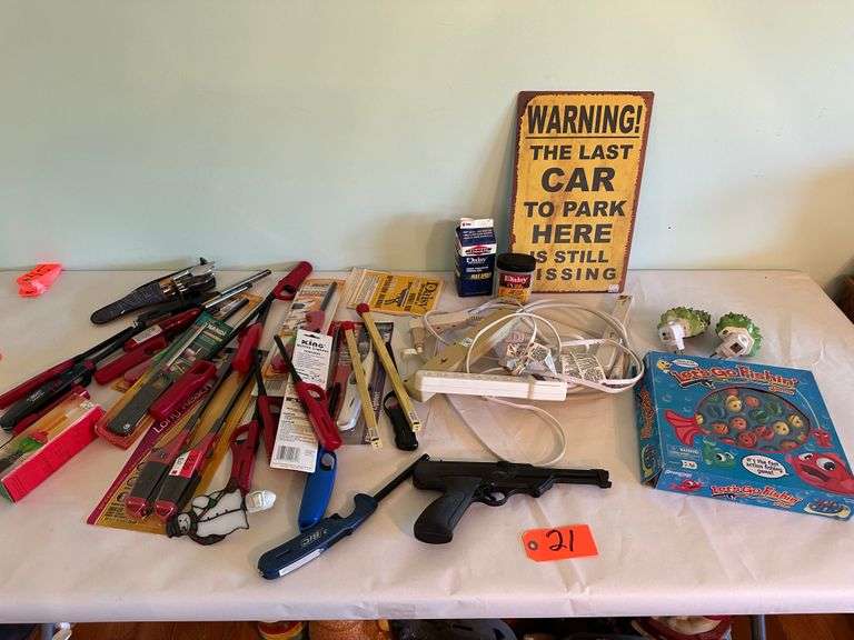 Lighters, BB Gun, Sign, Fishing Game