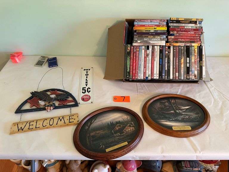 Assortment of DVDs, Welcome Sign, Framed Prints