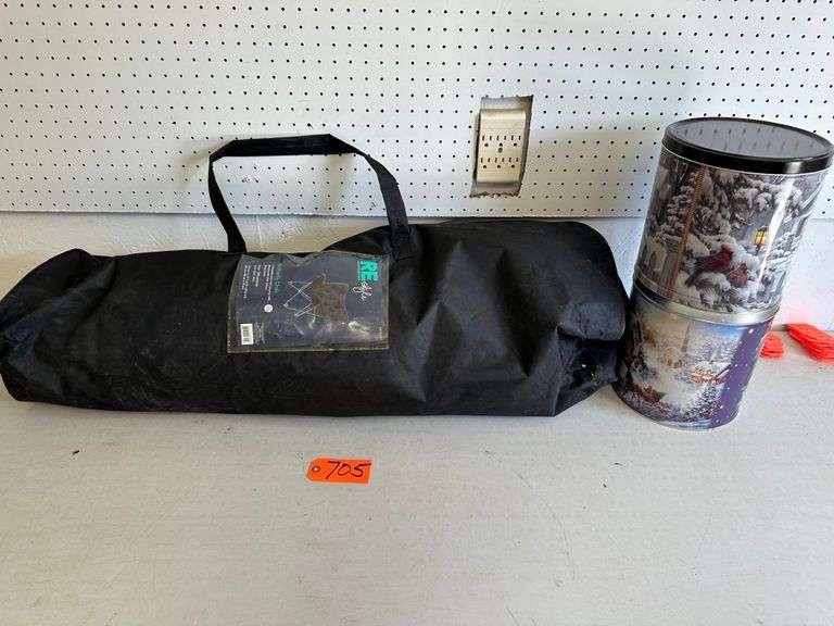 Folding Chair, Christmas Tins