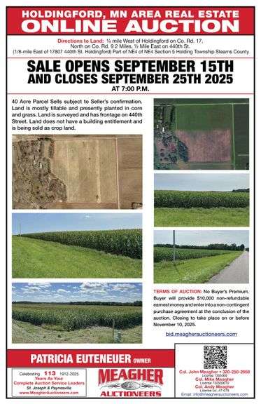 Holding Township Stearns County MN Land Auction