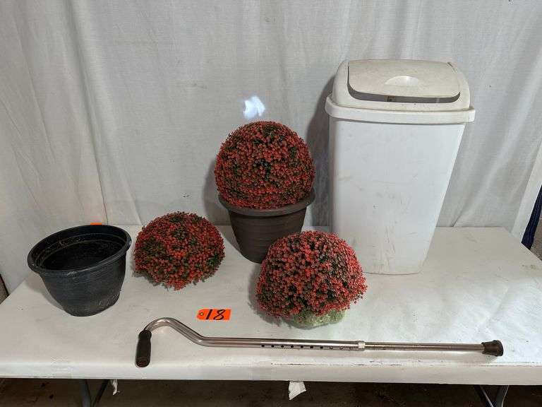 Cane, Artificial Plants, Garbage Can