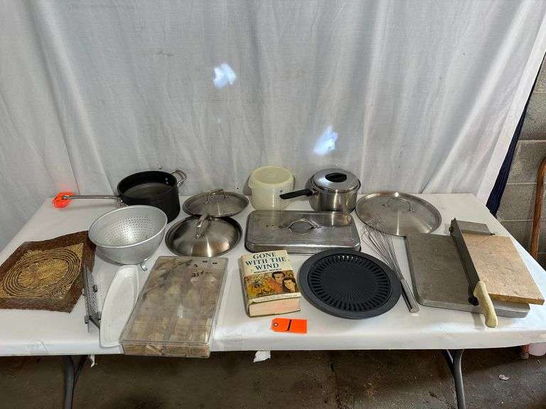 Slicer, Kettles, Colander, Lids, Whisk