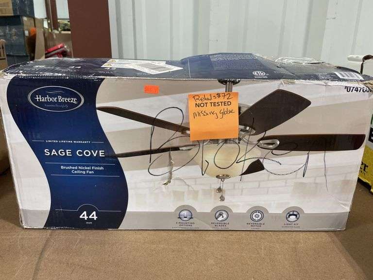 Harbor breeze 44 inch ceiling fan missing globe Metzger Property