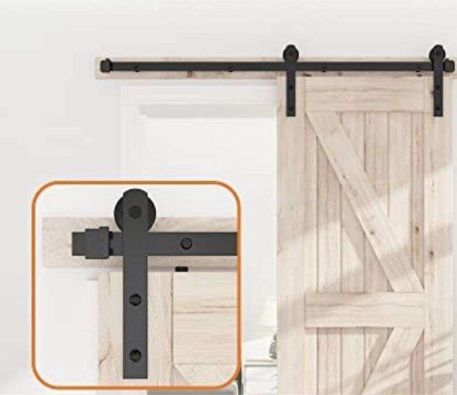 skysen 5FT Single Door Sliding Barn Door Hardware Track Kit Black (I