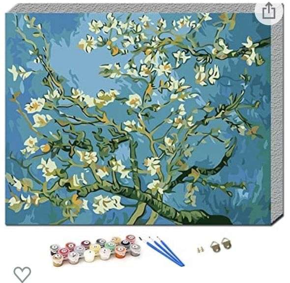 Paint by Numbers with Frame Apricot Blossoms on Branches by Van Gogh