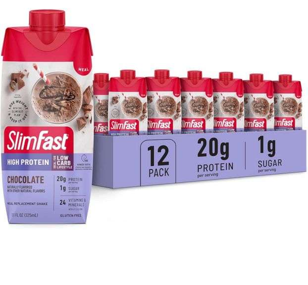 SlimFast Protein Shake, Chocolate 20g Protein, Meal Replacement Shake