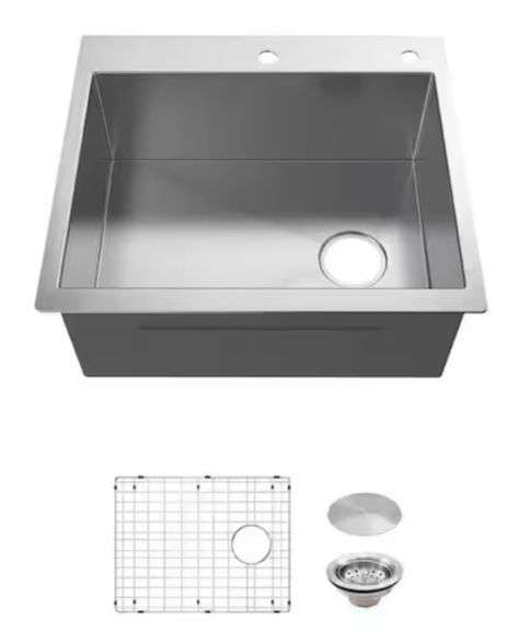 Glacier Bay Professional 27 in. Zero Radius Drop-In 16G Stainless Steel ...