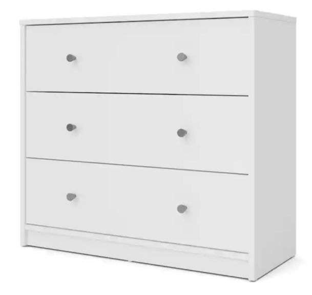 Tvilum Portland 3Drawer White Chest of Drawers Metzger Property