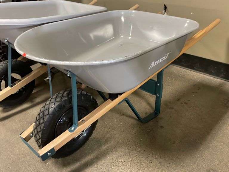 Anvil 6 cu. ft. Steel Tub Wheelbarrow with Wooden Handles and Pneumatic