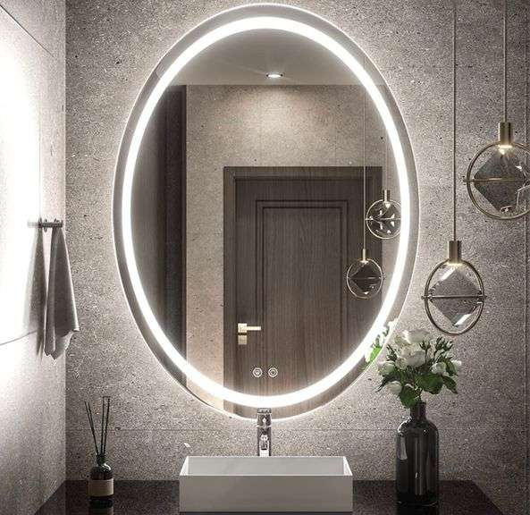 24 x 32 Inch Oval LED Bathroom Mirror Frontlit&Backlit,AntiFog Dimmable ...