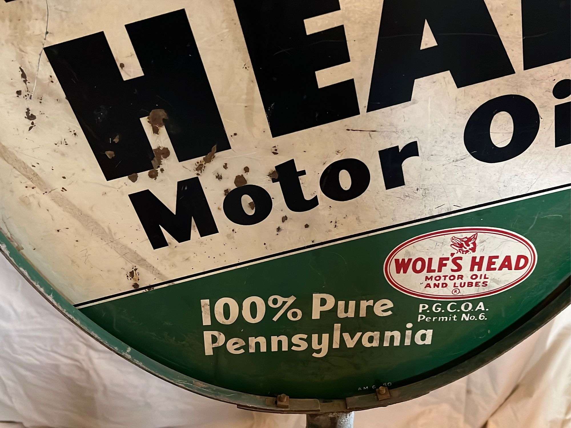【Co.】WOLF'S HEAD ヴィンテージ看板 WOLF′S HEAD MOTOR OIL ヴィンテージ 看板 14-202 | BigBe