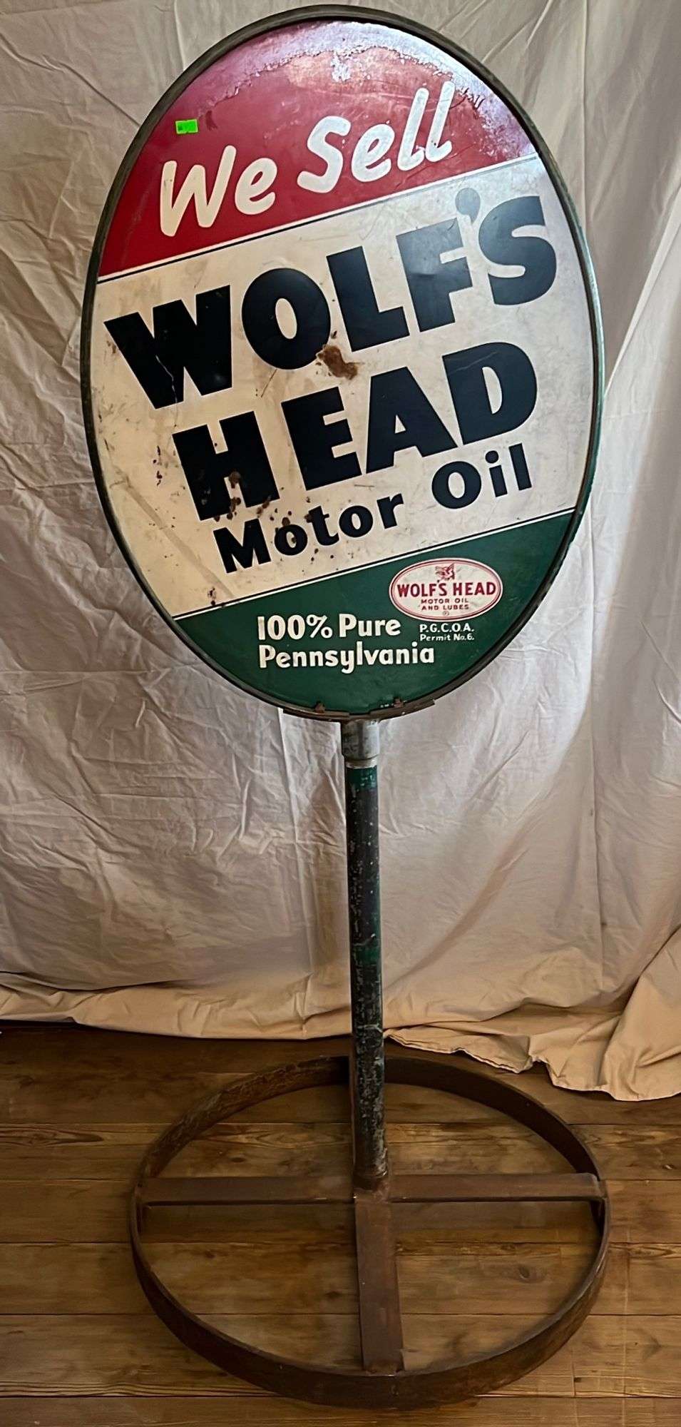 【Co.】WOLF'S HEAD ヴィンテージ看板 WOLF′S HEAD MOTOR OIL ヴィンテージ 看板 14-202 | BigBe