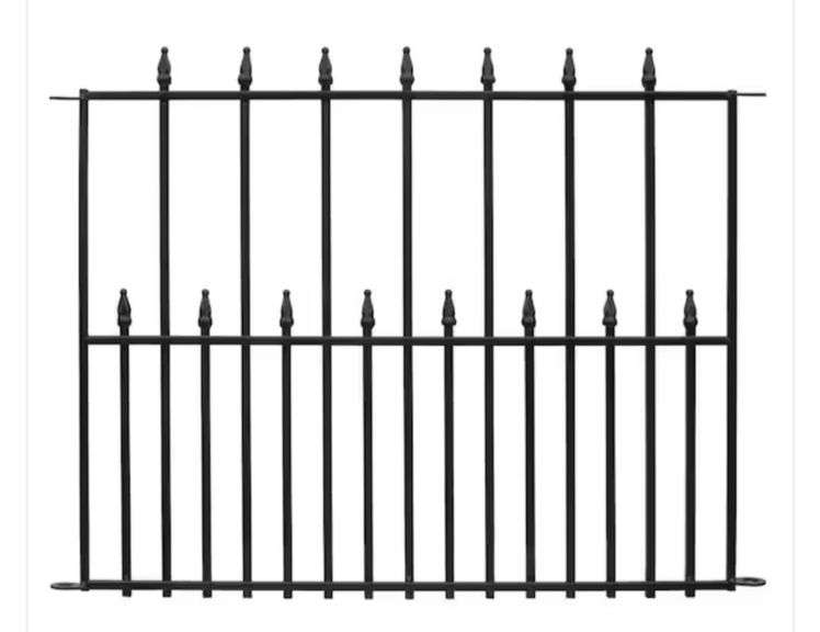 Vigoro Empire 30 in. H x 36 in. W Black Steel Fence Panel Metzger