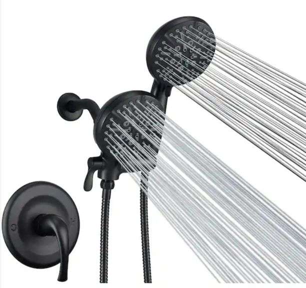 ELLO&ALLO Regenduschkopf Mit Handbrause – Dual-Duschsystem, 60 Zoll Schlauch, 3-Wege-Umsteller, Mattschwarz
