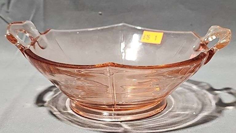 Pink Liberty Glass EGG HARBOR Tab Handled Console Bowl 7"