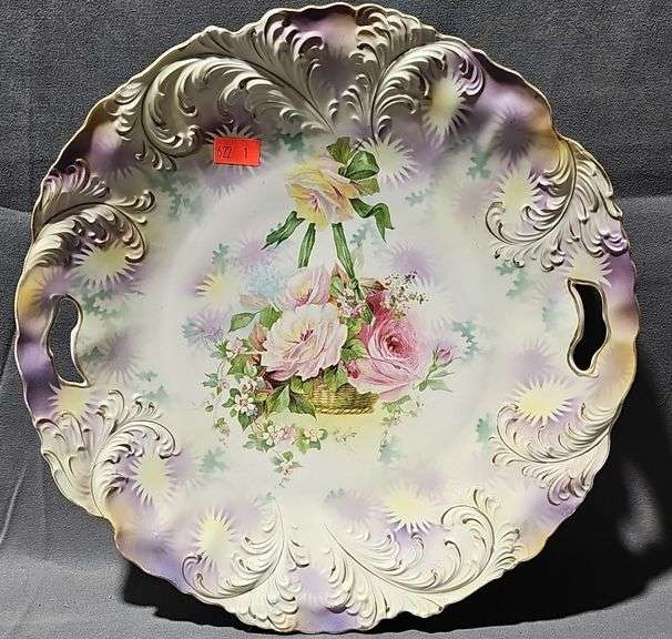 RS Prussia Red Star Hand Painted Porcelain Serving Dish, 11"