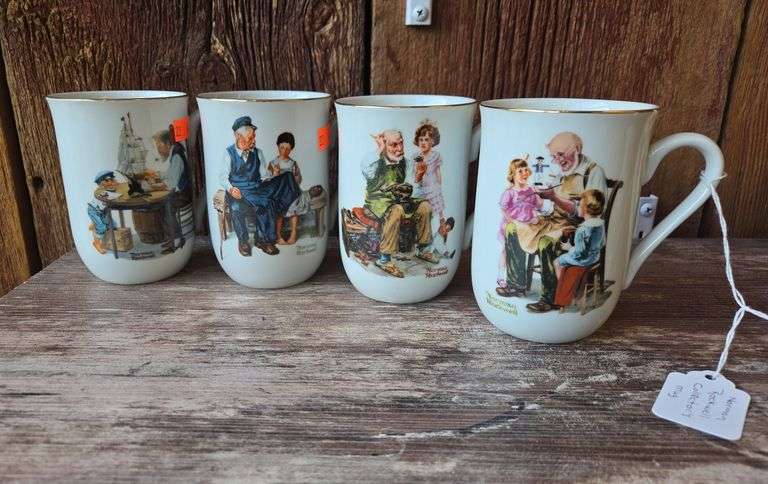 4 Norman Rockwell Collectors Mugs
