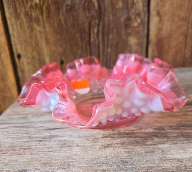 Unmarked Cranberry Fenton Opalescent Bowl 6”