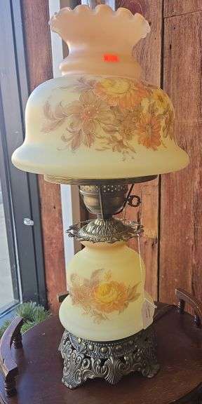 Satin Glass Electric Hurricane Lamp 24”