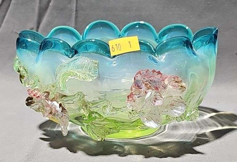 Glass Floral Candy Dish 6.5"
