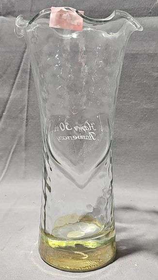 Treasured Editions Ellenboro, WV Glass Vase "Happy 50th Anniversary" 7" H