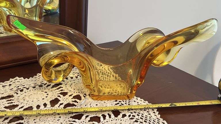 Amber art glass vase