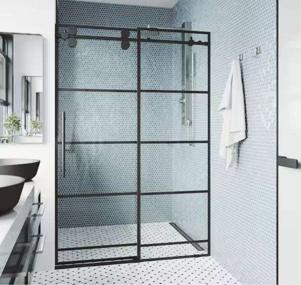 VIGO
Elan 68 to 72 in. W x 74 in. H Sliding Frameless Shower Door in Matte Black with 3/8 in. (10mm) Clear Glass