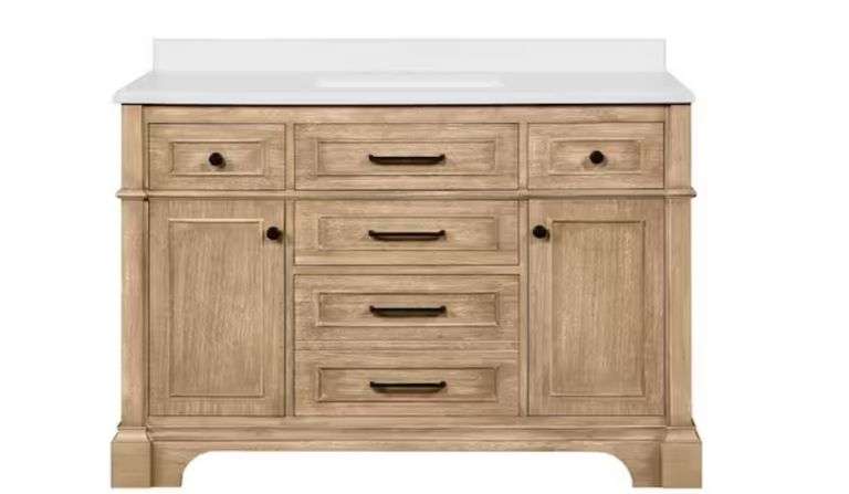 Home Decorators Collection
Melpark 48 in. Single Sink Antique Oak Bath Vanity with White Engineered Marble Top