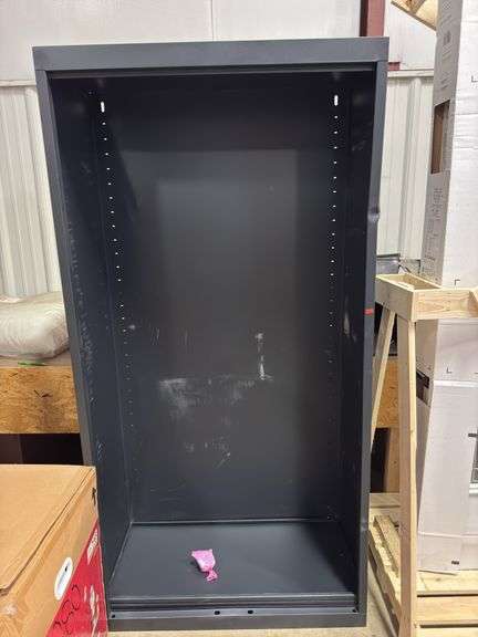 Black metal cabinet dented 36”x18”x72”