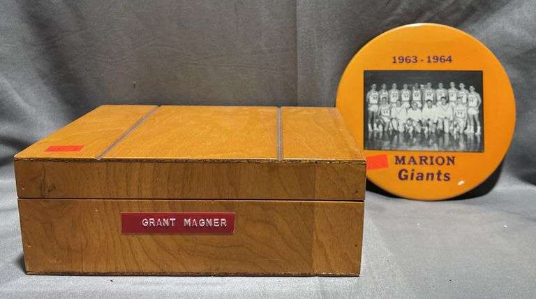 Marion Giants pin, box w/ pin assortment - Metzger Property Services, LLC
