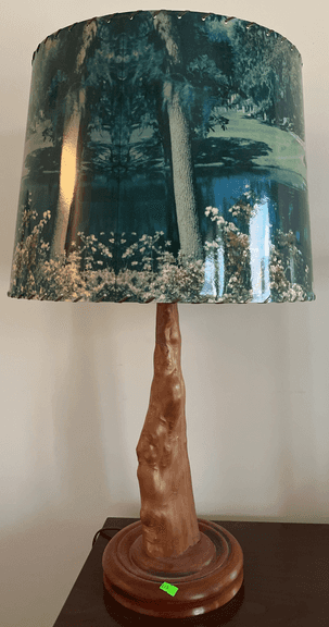 Wood table lamp 28”