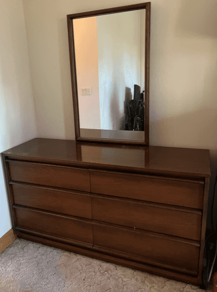 MCM Bassett 6 Drawer Dresser with Mirror 56"x18"x68"