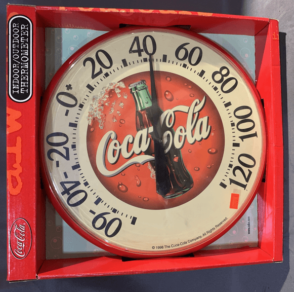 Coca-Cola Brand Indoor/Outdoor Thermometer (New) 12"