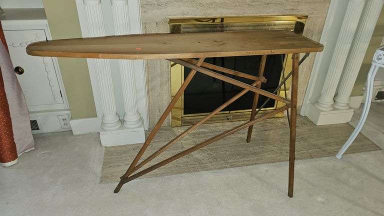Primitive Wood Ironing Board, artist signed 47”