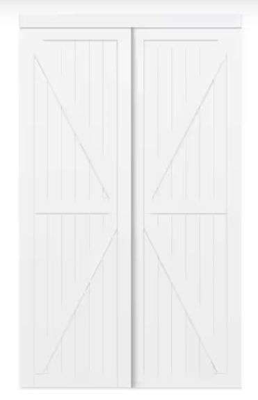 TRUporte 60 in. x 80 in. White Trident MDF Wood Sliding Closet Door ...