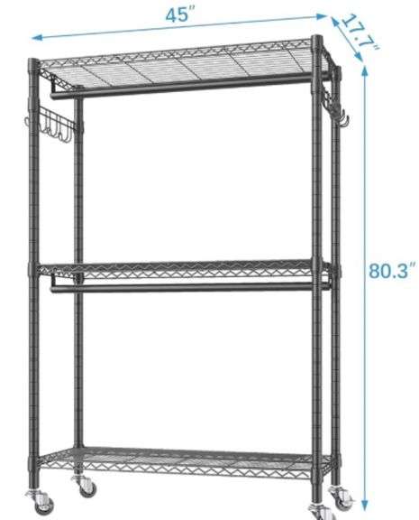 VIPEK V12 Heavy Duty Rolling Garment Rack 3 Tiers - Metzger Property ...