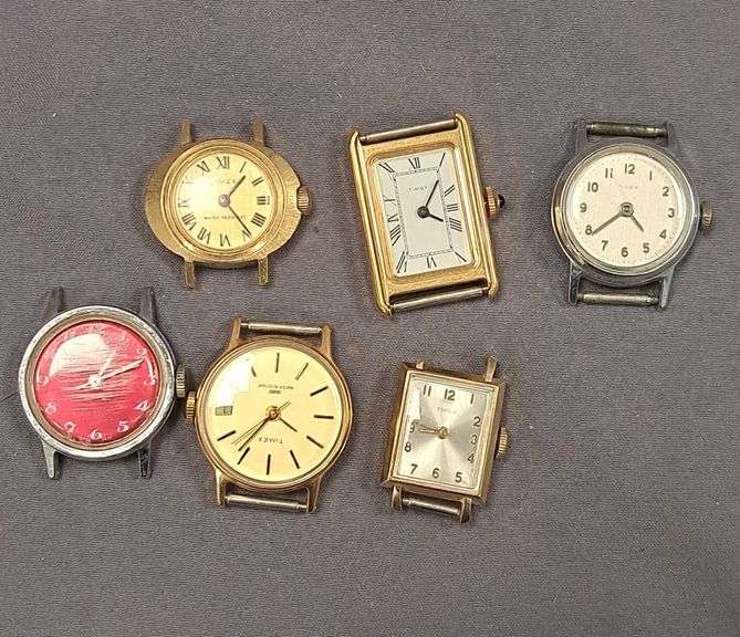6- Timex watch faces (missing bands, 1 is broken)