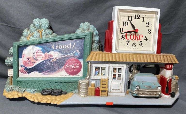 Drink Coca-Cola in bottles wall hanging clock 21.5”x11.5”