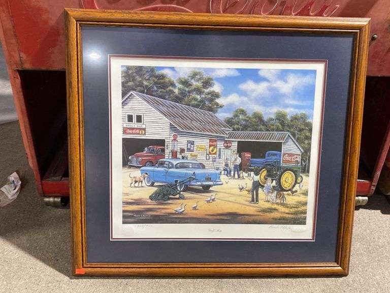 Coca-Cola Pamela C. Renfroe “Virgil’s Shop” framed print 27.5”x25”