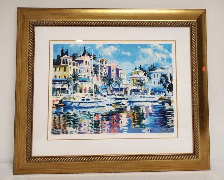 Framed "Summer Harbour II" seriolithograph in color on wove paper, artist signed and numbered  39" W x 32"H