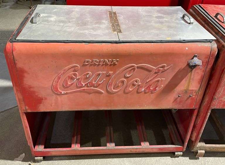 Drink Coca-Cola Metal Drink Cooler W/ bottle Opener 40”x24”x34”