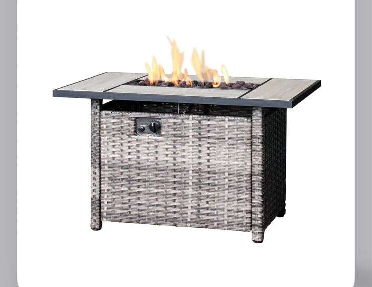 Ovios Rectangle Patio Propane Outdoor 42.12'' Fire Pit Table with Lid ...