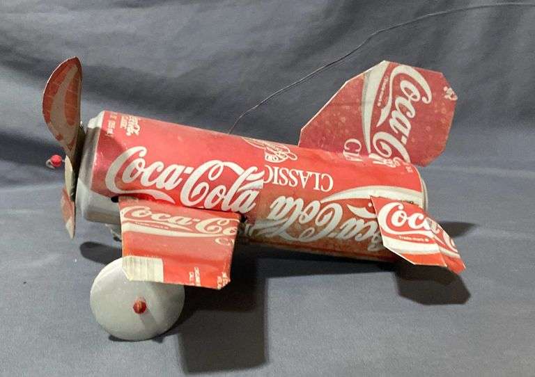 Coca-Cola tin can model airplane hanging ornament