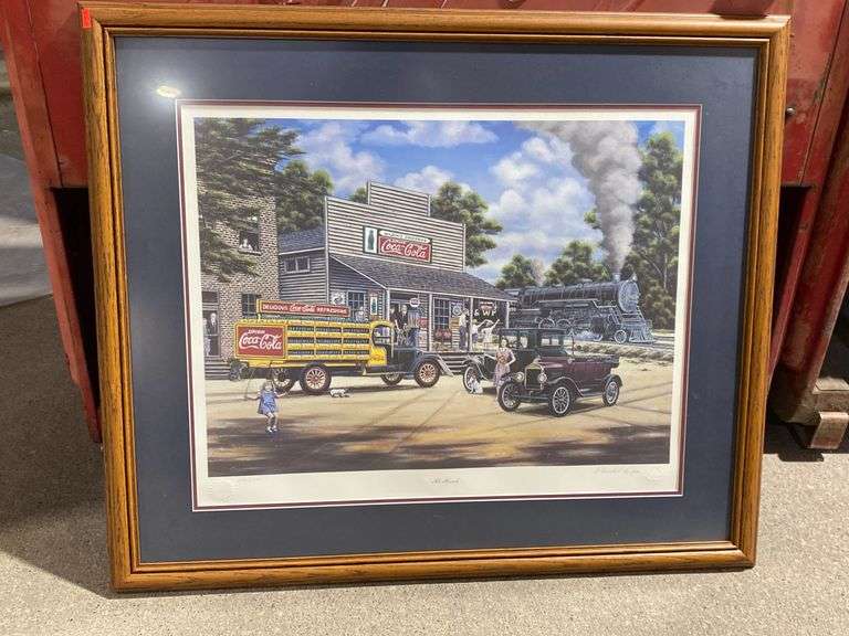 Coca-Cola Pamela C. Renfroe “All Aboard” framed print 32.5”x27.5”