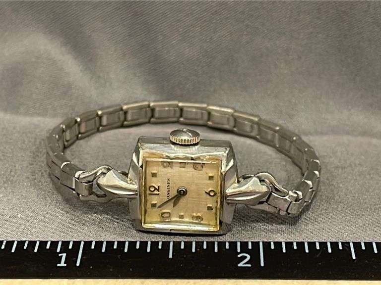 1950s Longines 17 Jewel Swiss 10kt Gold Filled Watch with Silver Toned Band