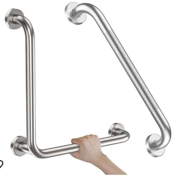 Zepolu Brushed Nickel Angled Grab Bar 16 Inch, Zepolu Stainless Steel L ...