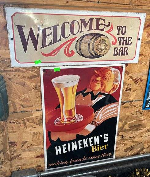 Welcome to the Bar metal sign embossed 7”x19”, Heinekens’s Bier Sign 13.25”x18”