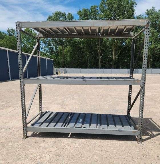 Complete Teardrop Pallet Racking Set With Steel Ribbed Decking 8' Tall X 48" Deep X 8' Wide Beams