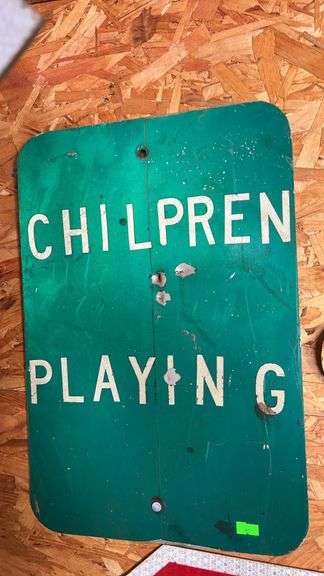 Chilpren  Playing aluminum  sign 12”x18”